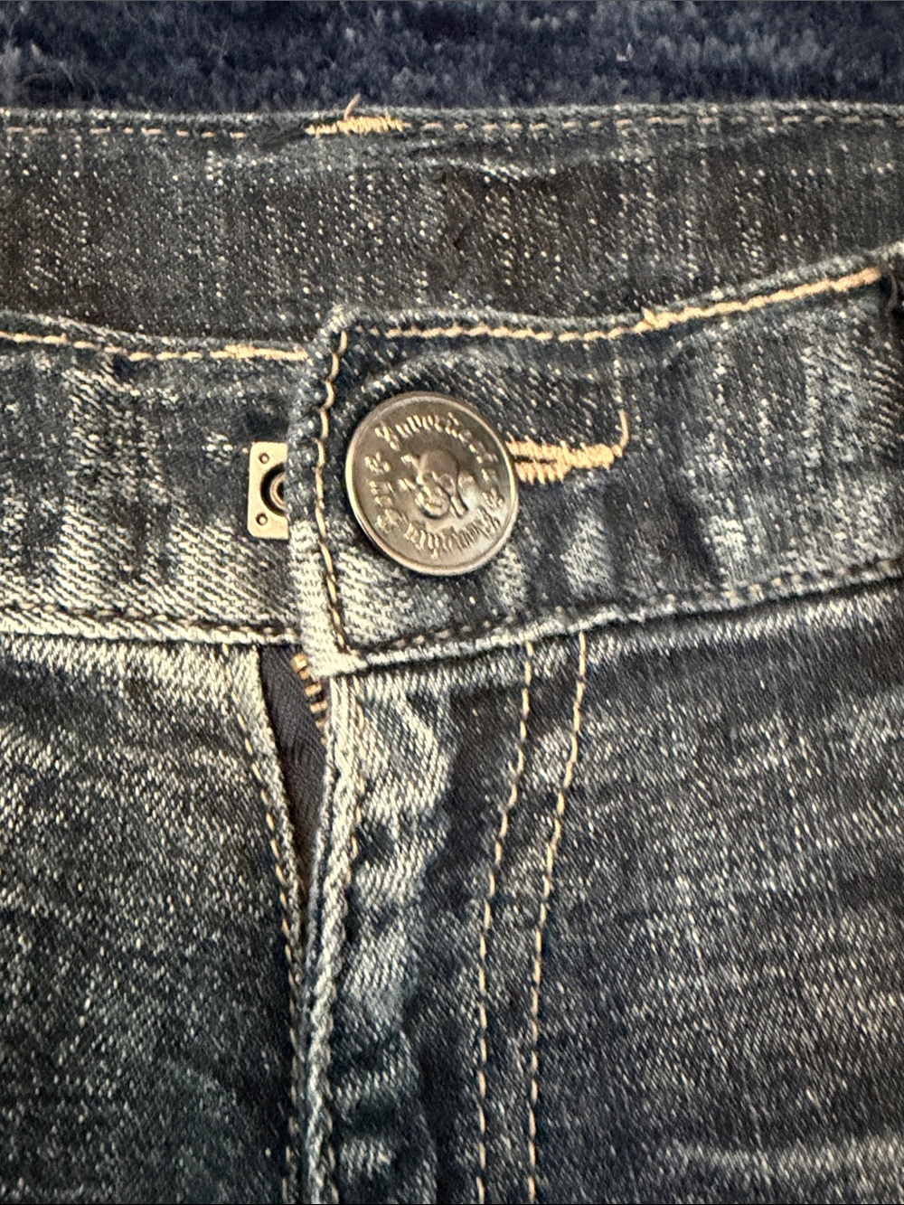 Dark Blue Men's Decorative Back-Pocket Jeans - Picture 6 of 6
